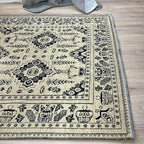 Alfa Rich 5x8 Beige Black Washable Area Rugs for Living Room Bedroom Kitchen Dining Cotton Rug