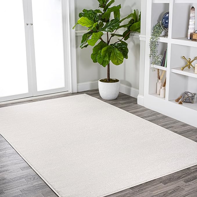 JONATHAN Y Haze Solid Low-Pile Cream Indoor Area Rug 9x12, Coastal,Bohemian,Minimalist,Classic, Easy-Cleaning for Living Room,Bedroom,Kitchen,Pet Friendly,Non-Shedding (SEU100T-9)
