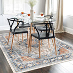 vivorug 8x10 Area Rugs for Living Room, Non-Slip Backing Washable Rug 8x10, Large Area Rug Soft Carpet for Bedroom Dining Room, Vintage, Easy Clean, Durable, Low Pile Rug Orange/Navy