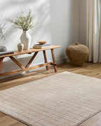 Livabliss x Our PNW Home Cascade Minimalist Striped Area Rug, 6'7" x 9', Light Brown