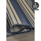 FH Home Outdoor Rug - Waterproof Easy to Clean Stain Resistant - Patio Indoor Outdoor Porch Deck Balcony Entryway - Striped Coastal - Newport - Blue - 5ft 2in x 7ft 6in