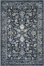 KILOCOCO Area Rug 4x6 Entryway Rug Washable Printed Vintage Floral Rubber Backed Non Slip Indoor Kitchen Rugs for Laundry Room Playroom Bedroom Living Room Moroccan Area Rugs, Navy/Charcoal