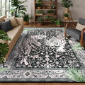 Moynesa Tiger 8x10 Area Rug, Washable Boho Rugs for Living Room, Vintage Large Soft Dining Room Rug, Non Slip Ultra Thin Stain Resistant Floor Carpet for Home Office Bedroom, Black