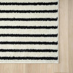 Abani Nuevo Collection Area Rug - Mid-Century Black and White Arch Knot Design - 2'6" x 6' - for Living Room, Bedroom & Office