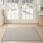 Nourison Home Courtyard Ivory Charcoal 4' x Square Area Rug - Easy Clean, Non Shedding, Bed Room, Living Room, Dining Room, Kitchen (4' x Square)