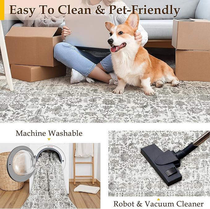 Black Runner Rug 3x12 Hallway Machine Washable Kitchen Vintage Distressed Non Slip Long Carpet Indoor Retro Floral Bedroom Accent Throw Rug for Bathroom Office Laundry Dining Room