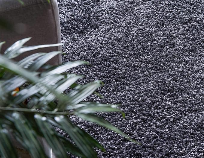 Unique Loom Davos Shag Collection Area Rug - Solid (5' 3" x 8' Rectangle, Peppercorn)