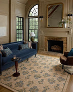 Loloi Chris Loves Julia Rue Collection RUE-04 Moss/Blue 9'-3" x 13' Area Rug Jute Neutral Floral Living Room Bedroom Rug