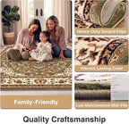 Well Woven Barclay Collection Medallion Kashan Green 4x5 Area Rug - for Entryways, Small Bedrooms, Living Rooms