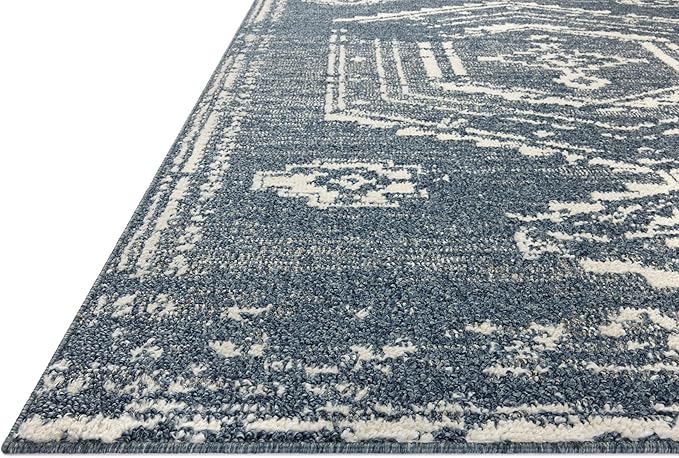 Loloi Magnolia Home by Joanna Gaines Gigi Collection GIG-03 Denim/Ivory 6'-7" x 9'-2" Area Rug