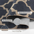Lahome Moroccan Outdoor Rug 5x7, Easy Jute Blue Washable Rugs for Patio Living Room Outdoor Decor, Geometric Woven Area Rug Non Slip for Backyard, Thin Farmhouse Carpet for Bedroom Dining Room