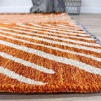 Alfa Rich 5x8 Geometric Burnt Orange Off White Washable Area Rugs for Living Room Bedroom Cotton Rug