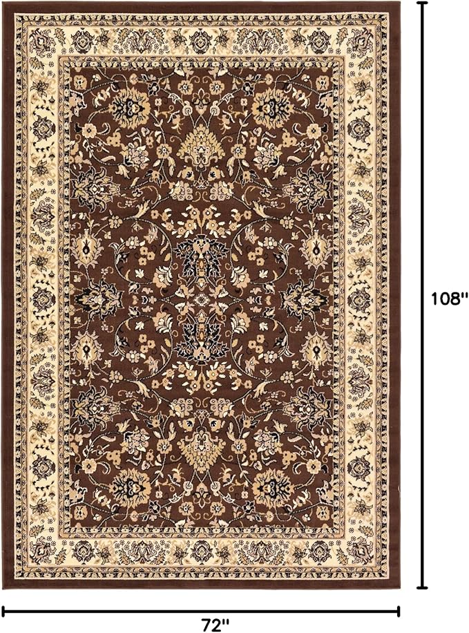 Rugs.com Yasmin Collection Rug – 6' x 9' Brown Medium Rug Perfect for Bedrooms, Dining Rooms, Living Rooms
