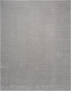 Annabel Modern Geometric Area Rug for Living Room, 8x10 Contemporary Arched Linear Large Gray Rug, Stain Resistant Non-Shedding Carpet for Bedroom, Dining Room or Kitchen (8' x 10', Gray)