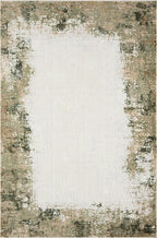 Abani Beige with Green Border Washable Area Rug – 6' x 9' – Classic Textured Design – Ivy Collection – Non-Shedding, Easy to Clean – Durable for High Traffic Areas – Living Room & Bedroom
