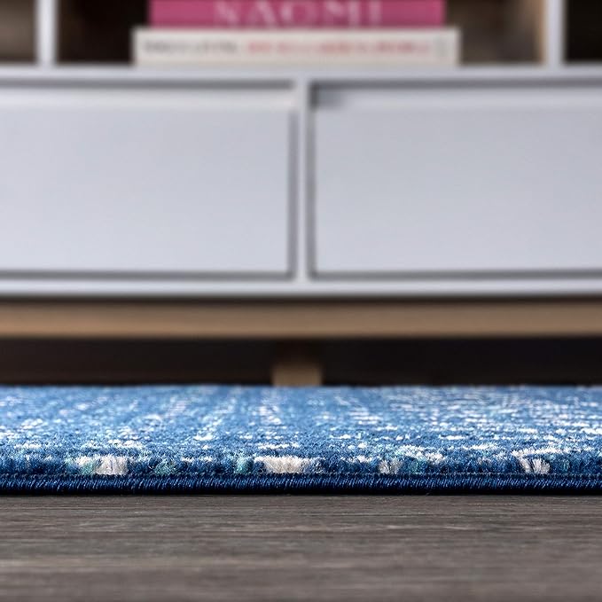 JONATHAN Y Boho Vintage Diamond Blue/White Indoor Area Rug 8X10 ft, Moroccan Hype for Living Room, Bedroom, Kitchen, Office, Easy-Cleaning, High Traffic, Pet-Friendly, Non-Shedding (MOH101A-8)