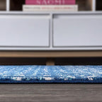 JONATHAN Y Boho Vintage Diamond Blue/White Runner Rug 2X8 ft, Moroccan Hype for Living Room, Bedroom, Kitchen, Office, Easy-Cleaning, High Traffic, Pet-Friendly, Non-Shedding (MOH101A-28)