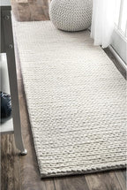 Nuloom Penelope Off-White/Ivory, 2'6" x 6', Hand-Braided, Wool & Cotton, Soft and Textured, High Traffic, Stain Resistant, Easy Clean, Durable Runner for Bedroom, Living Room, Dining, Entryway