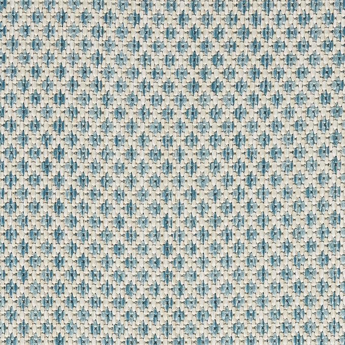 Nourison Home Courtyard Ivory Aqua 8' x Round Area Rug - Easy Clean, Non Shedding, Bed Room, Living Room, Dining Room, Kitchen (8' x Round)