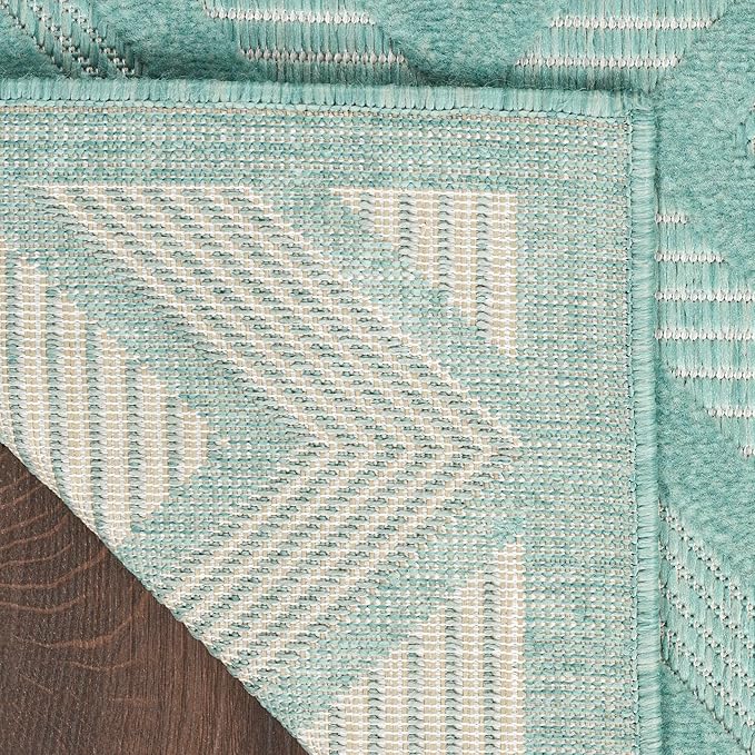 Nourison Home Versatile Aqua Teal 5' x 7' Area Rug - Easy Clean, Non Shedding, Bed Room, Living Room, Dining Room, Kitchen (5' x 7')