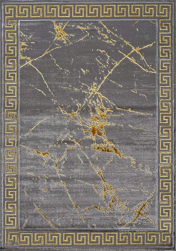 GLORY RUGS Area Rugs Marble 4x5 Grey Gold Carpet Modern Abstract Rug Living Room Dining Bedroom Rug
