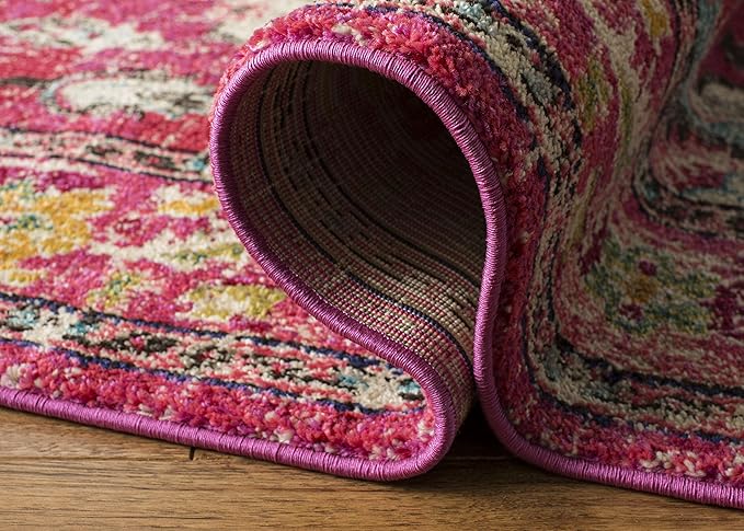 SAFAVIEH Monaco Collection Runner Rug - 2'2" x 8', Pink & Multi, Boho Chic Medallion Distressed Design, Non-Shedding & Easy Care, Ideal for High Traffic Areas in Living Room, Bedroom (MNC243D)