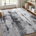 Toneed Abstract Area Rug Modern Washable Rug Soft Non Slip Rug Low Pile for Bedroom Living Room Dining Room Slate Grey 7x10 Feet
