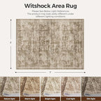WITSHOCK 5x7 Area Rugs for Living Room: Machine Washable Non Slip Modern Abstract Carpet - Low Pile Print Rug for Bedroom Dining Room - Stain Resistant for Household - Pet Owners (Earthy Brown)