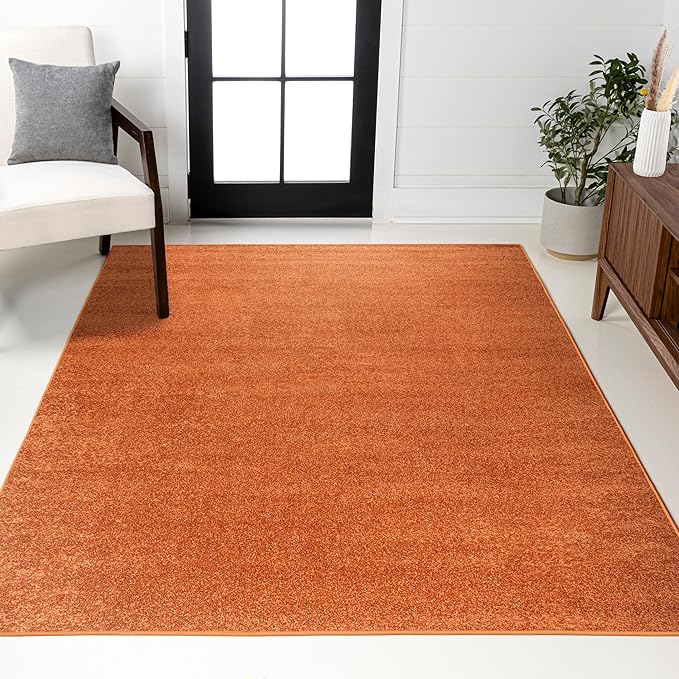 JONATHAN Y Haze Solid Low-Pile Orange Indoor Area Rug 8x10, Coastal,Bohemian,Minimalist,Classic, Easy-Cleaning for Living Room,Bedroom,Kitchen,Pet Friendly,Non-Shedding (SEU100M-8)