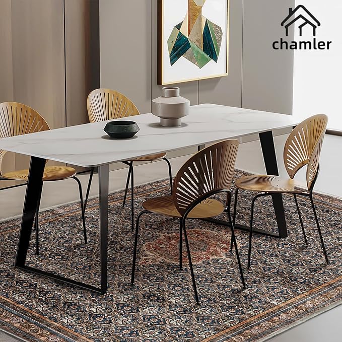 6x9 Washable Area Rug Boho Medallion Distressed Design Non-Shedding Easy Care Ideal for High Traffic Areas in Rugs for Living Room Bedroom Office Kitchen Large Carpet
