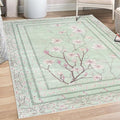 Ambesonne Apple Blossom Decorative Rug, Flowers and Blooming Spring Season Branches Nature Garden Romance, Quality Carpet for Bedroom Dorm and Living Room, 4' X 5' 5", Mint Green and Pink
