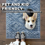 KILOCOCO Small Rug 2'x3' Entryway Rug Door Mat Indoor Soft Non Slip Printed Machine Washable Rugs for Bedroom Kitchen Entrance Front Door Geometric Boho Throw Rugs, Blue