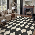 6x9 Checkered Area Rugs for Living Room Black Machine Washable Large Rug Non-Slip Stain Resistant Low Pile Boho Accent Indoor Throw Carpet for Bedroom Dining Room Classroom