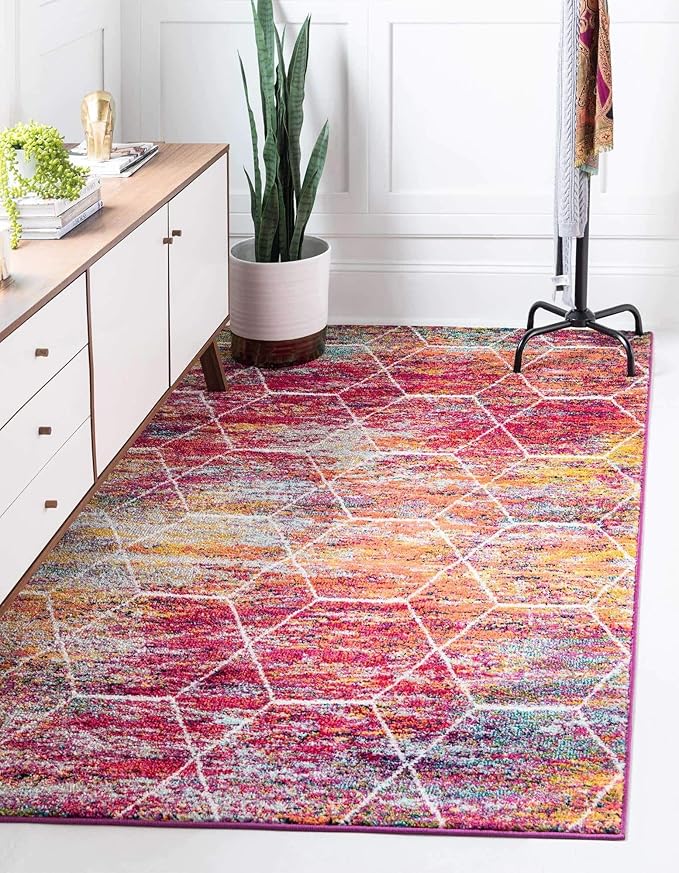 Unique Loom Trellis Frieze Collection Area Rug - Geometric (4' x 6', Multi/ Ivory)