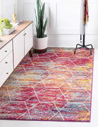 Unique Loom Trellis Frieze Collection Area Rug - Geometric (6' x 9', Multi/ Ivory)