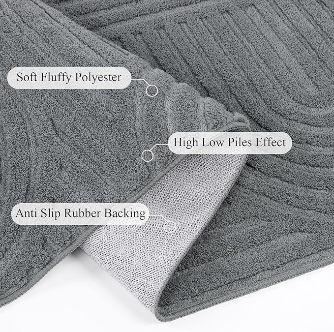 SHACOS Soft Fluffy High Low Pile Arch Pattern Area Rugs 5'3"x7'3" Non Slip Washable Modern Geometric Rug Stain Resistant Carpet for Living Room Bedroom Dining Room Nursery, Grey