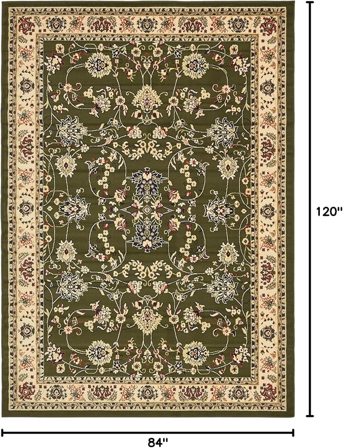 Rugs.com Yasmin Collection Rug – 7' x 10' Green Medium Rug Perfect for Bedrooms, Dining Rooms, Living Rooms