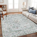 Area Rug 6'x9' Washable Vintage Traditional Floor Cover Thin Retro Kitchen Indoor Distressed Non Slip Carpet for Living Room Bedroom Dining Room