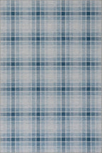 Dash & Albert Andri Plaid Blue Machine Washable Rug, 6 X 9 Feet, Blue/White Plaid Pattern