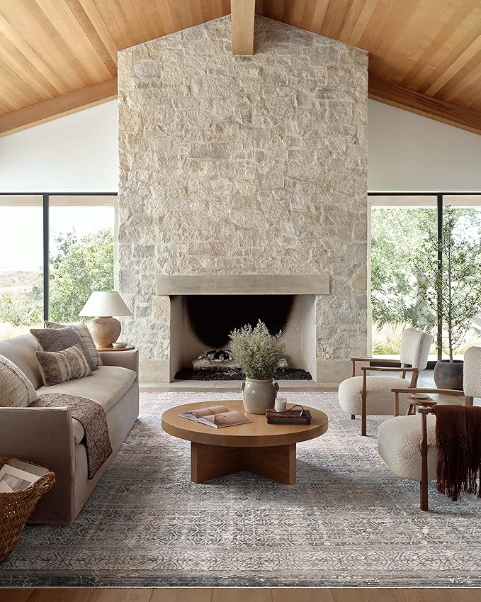 Loloi Amber Lewis Alie Collection ALE-04 Sky/Stone 7'-10'' x 10', .13'' Pile Height, Area Rug