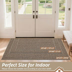 BEQHAUSE Dirt Trapper Door Mat 24" x 60", Non-Slip Washable Doormats Entrance Mat, Dirt Resistant and Absorbent Welcome Mat, Low Profile Floor Mats for Front Back Door and Entryway, Beige
