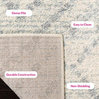 SAFAVIEH Adirondack Collection Area Rug - 10' Square, Ivory & Light Blue, Modern Diamond Distressed Design, Non-Shedding & Easy Care, Ideal for High Traffic Areas in Living Room, Bedroom (ADR131T)