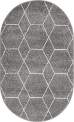 Unique Loom Trellis Frieze Collection Area Rug - Geometric (3' x 5' Oval, Light Gray/ Ivory)