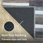 Bloom Rugs Washable Non-Slip 9' x 12' Rug - Blue/Brown Striped Area Rug for Living Room, Bedroom, Dining Room, and Kitchen - Exact Size: 9' x 12'