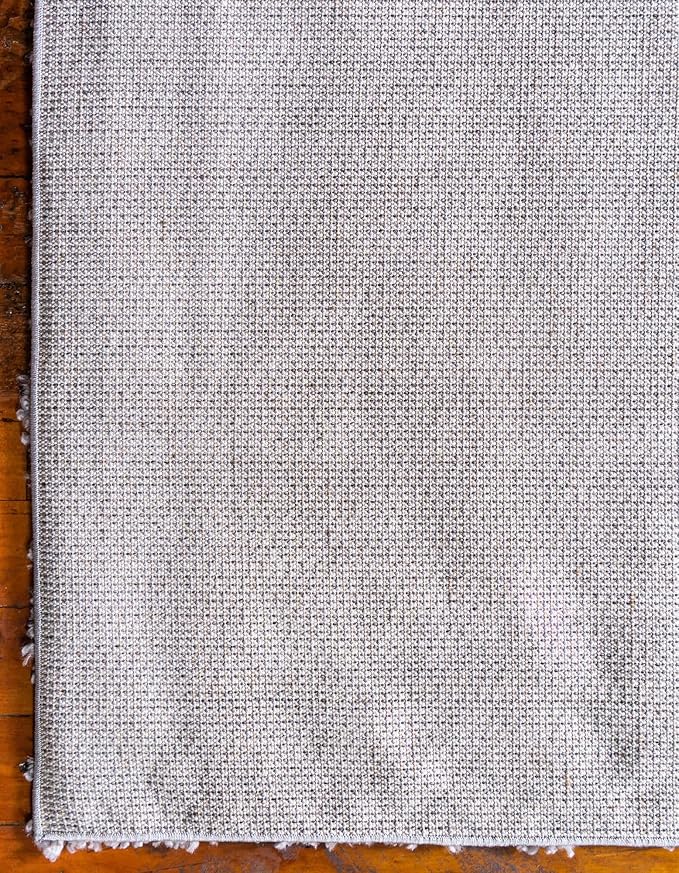 Unique Loom Davos Shag Collection Area Rug - Solid (5' 1" Square, Sterling)