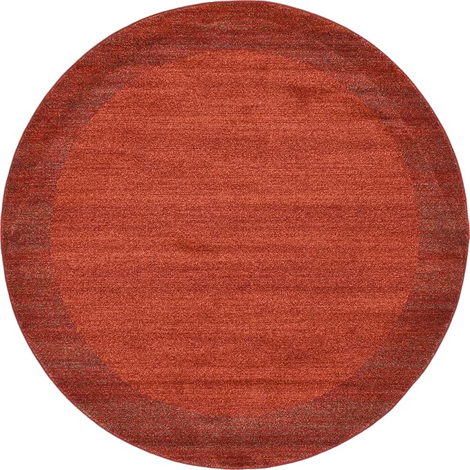 Rugs.com Angelica Collection Rug – 6 Ft Round Terracotta Medium Rug Perfect for Kitchens, Dining Rooms