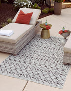 Unique Loom Outdoor Trellis Collection Area Rug - Tribal Trellis (10' x 13' 1" Rectangle, Gray/ Black)