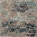 Unique Loom Trellis Frieze Collection Area Rug - Geometric (4' Square, Blue Multi/ Ivory)