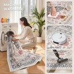 zesthome 5x8 Area Rugs for Living Room,Non-Slip Backing Washable Rugs,Vintage Large Area Rug，Stain Resistant Home Decor Rug (Multi,5'x8')