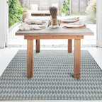 FH Home Flat Woven Outdoor Rug - Waterproof, Easy to Clean, Stain Resistant - Premium Polypropylene Yarn - Geometric - Patio, Deck, Porch, Balcony, Laundry Room - Giza - Aqua - 3ft 11in x 5ft 6in